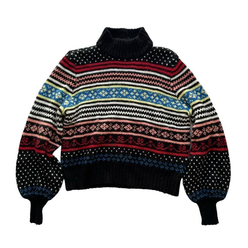 American Eagle Outfitters Women’s Multi Cable Knit Fair Isle Nordic Sweater Size